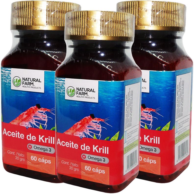 3 X NATURAL FARM ACEITE DE KRILL 250 MG 60 CAPS BLANDAS Blanco