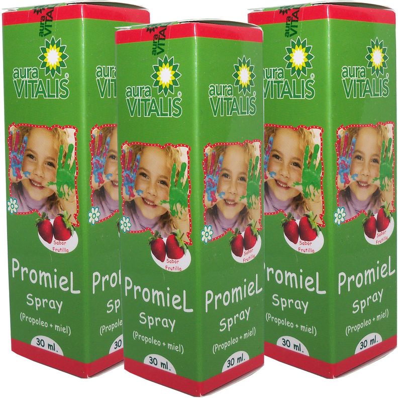 3 X AURA VITALIS PROMIEL INFANTIL - FRUTILLA SPRAY 30ML-0