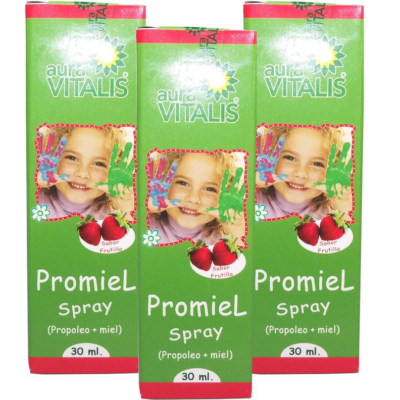 3 X AURA VITALIS PROMIEL INFANTIL - FRUTILLA SPRAY 30ML-1