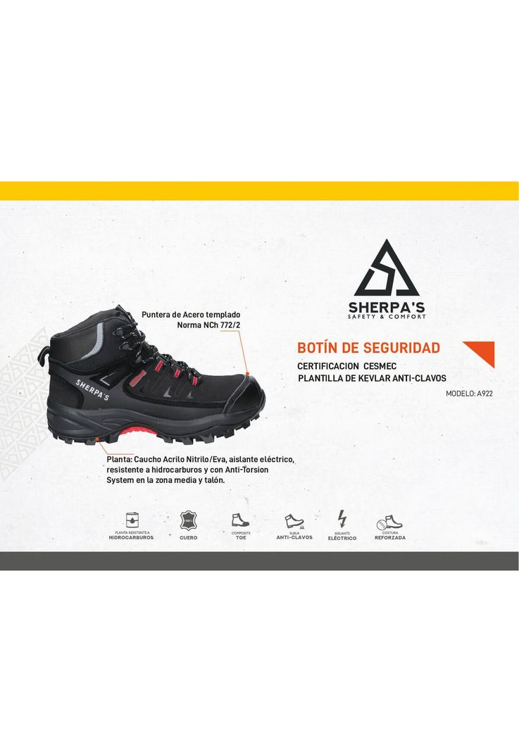 Zapato De Seguridad Hombre Sherpa's - A922-3