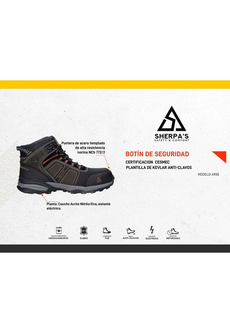 Zapato de Seguridad Hombre Sherpa's - A920-3