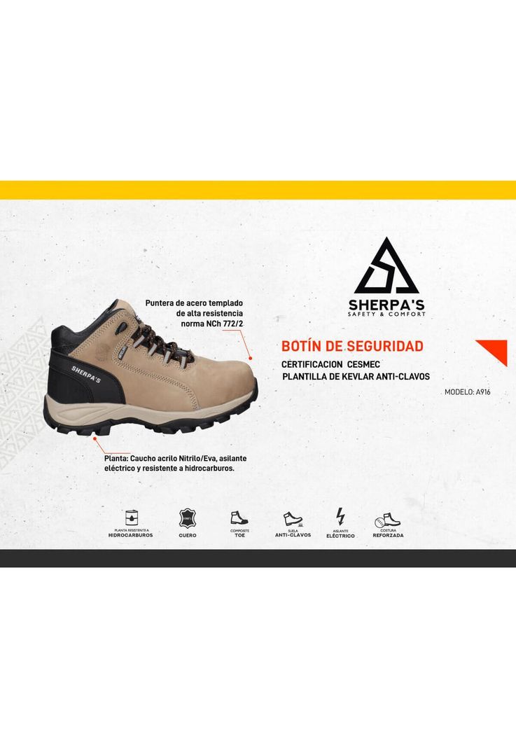 Zapato de Seguridad Hombre Sherpa's - A916-3