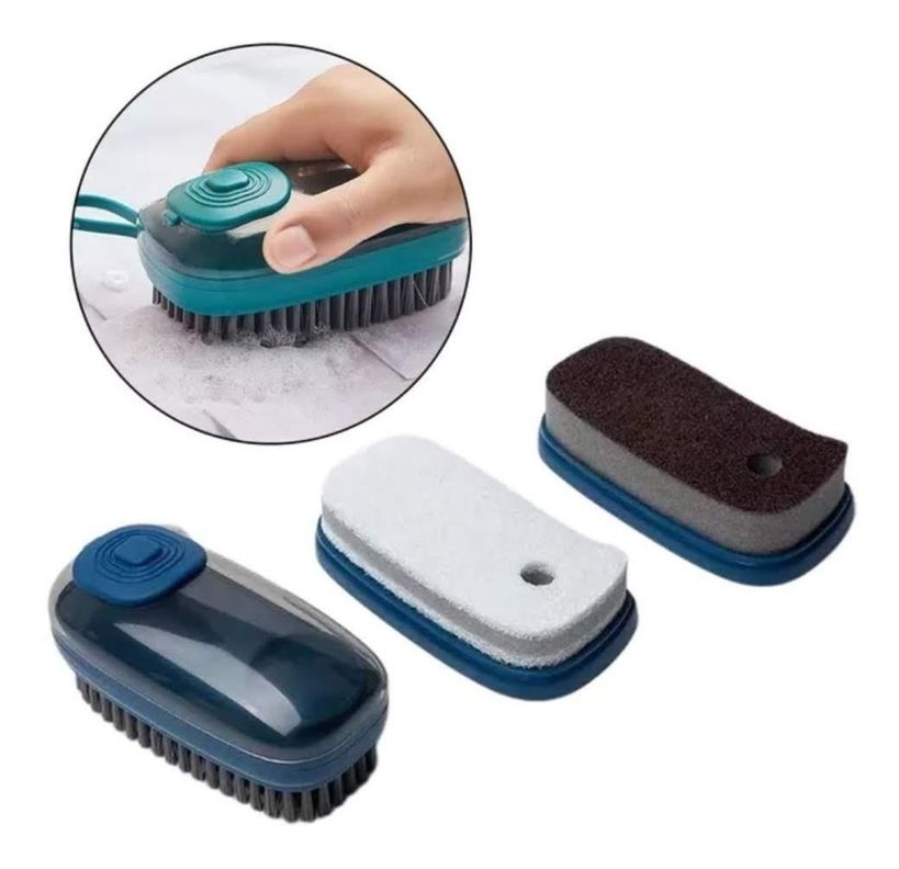 Cepillo Dispensador Jabon 3 En 1 Para Limpieza Cocina Baño-4