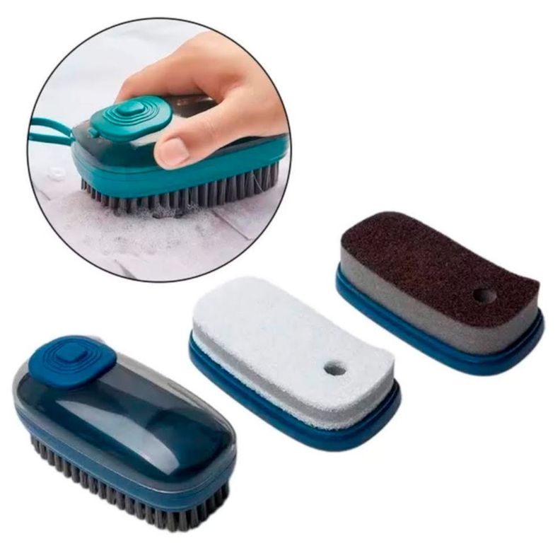 Cepillo Dispensador Jabon 3 En 1 Para Limpieza Cocina Baño-0