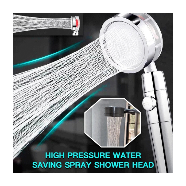 Eco Ducha Cabezal Turbina Aumenta Presion Giratorio 360°-6