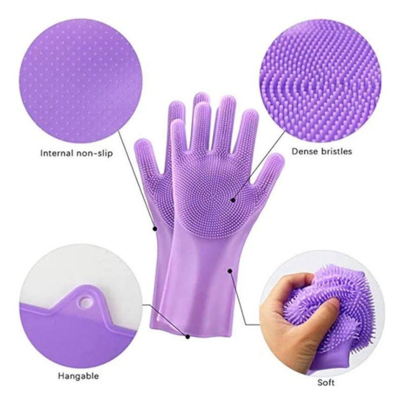 2 Guantes Magico De Silicona Lavaloza Multiuso Lim-2