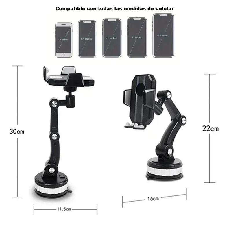 Porta Celular Auto Soporte Giratorio Ventosa Brazo Telescopi-1