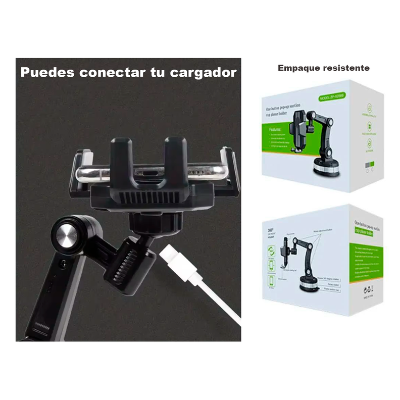 Porta Celular Auto Soporte Giratorio Ventosa Brazo Telescopi-2