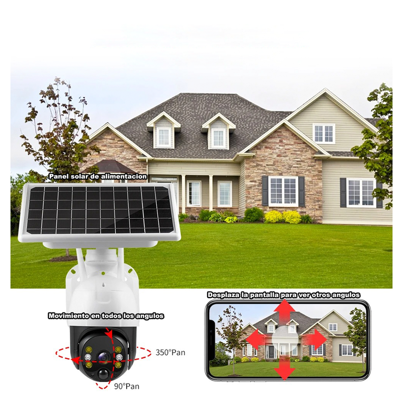 Camara Seguridad Panel Solar Exterior Interior Wifi Hd-6
