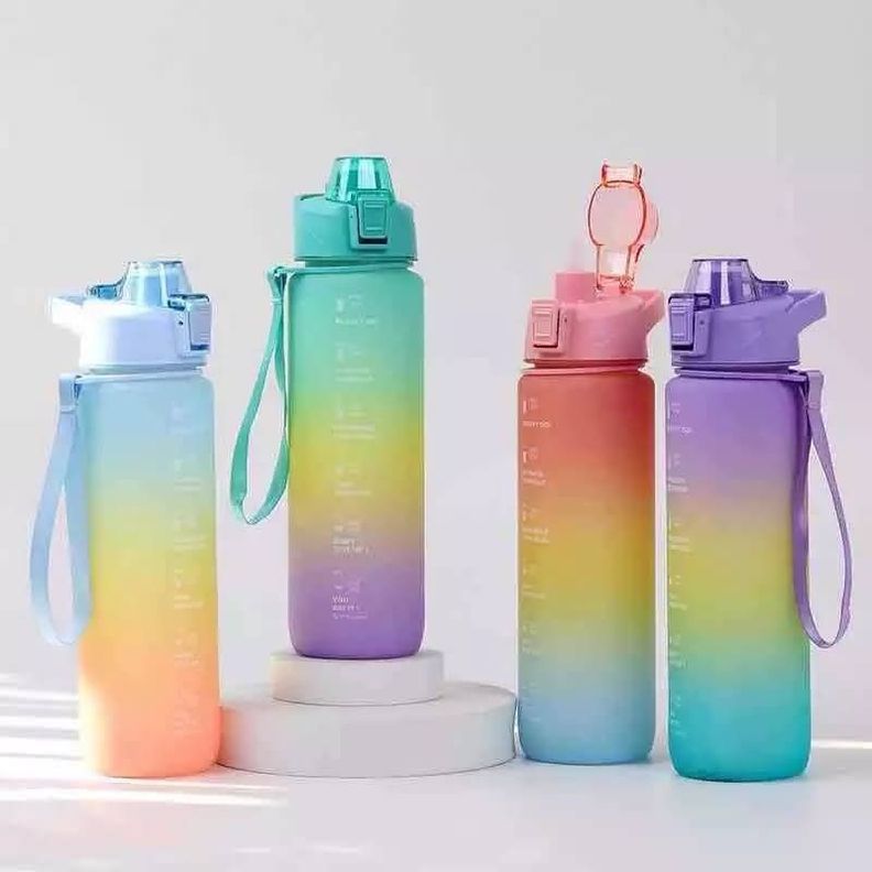 Botella De Agua Deportiva Motivacional 1 Litro + Stikers-1