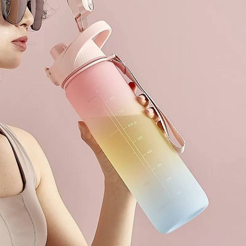 Botella De Agua Deportiva Motivacional 1 Litro + Stikers-2
