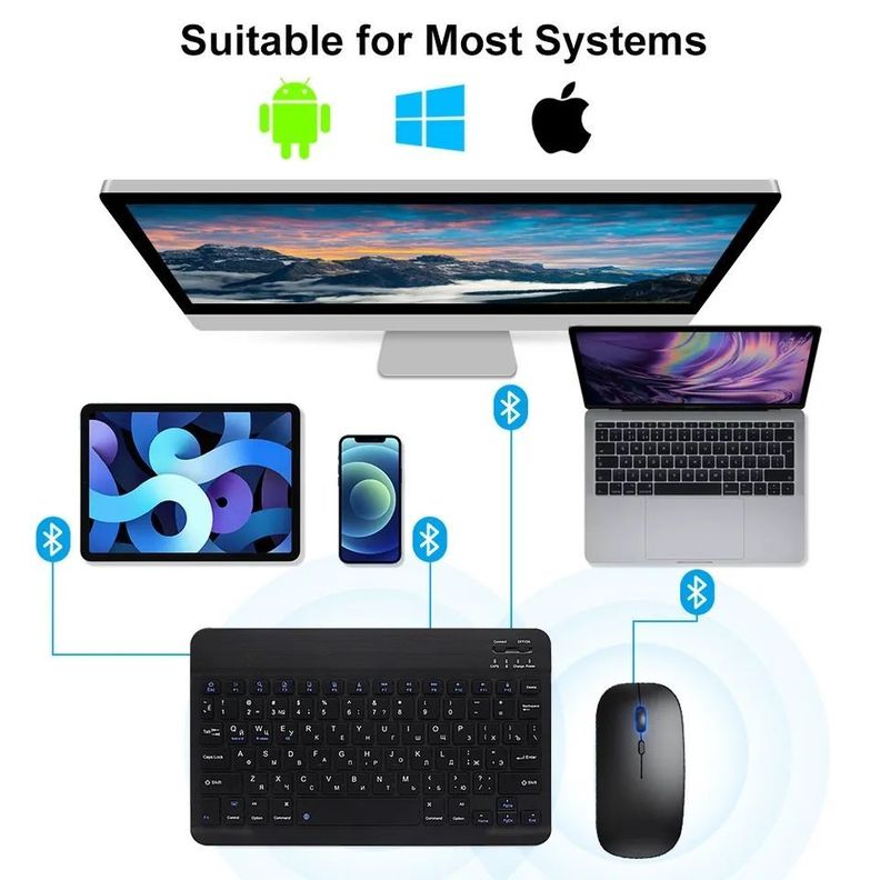 Teclado Bluetooth Recargable Usb Con Mouse-4