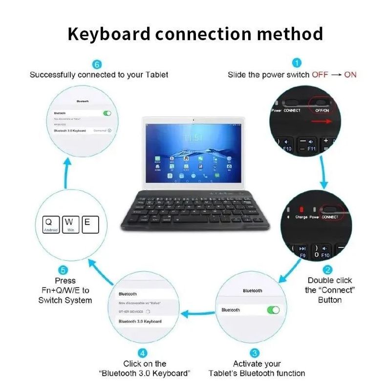 Teclado Bluetooth Recargable Usb Con Mouse-5