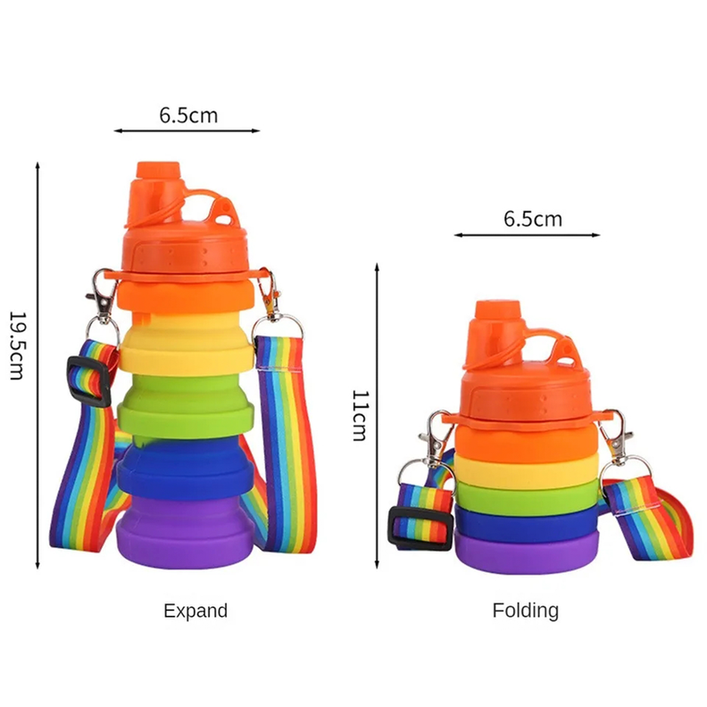 Botella De Agua Plegable Escolar Deportiva Para Niños Kawai-1