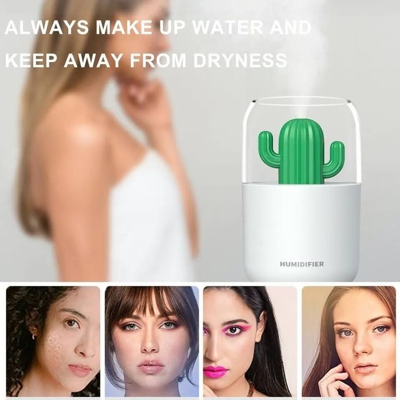 Humidificador Aromatizador Cactus Usb Difusor Luz -2