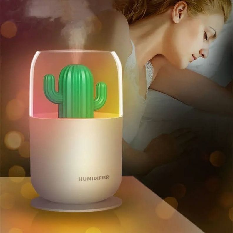 Humidificador Aromatizador Cactus Usb Difusor Luz -0