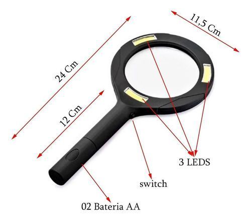 Lupa Con Luz Led Lampara Lectura Portatil-4