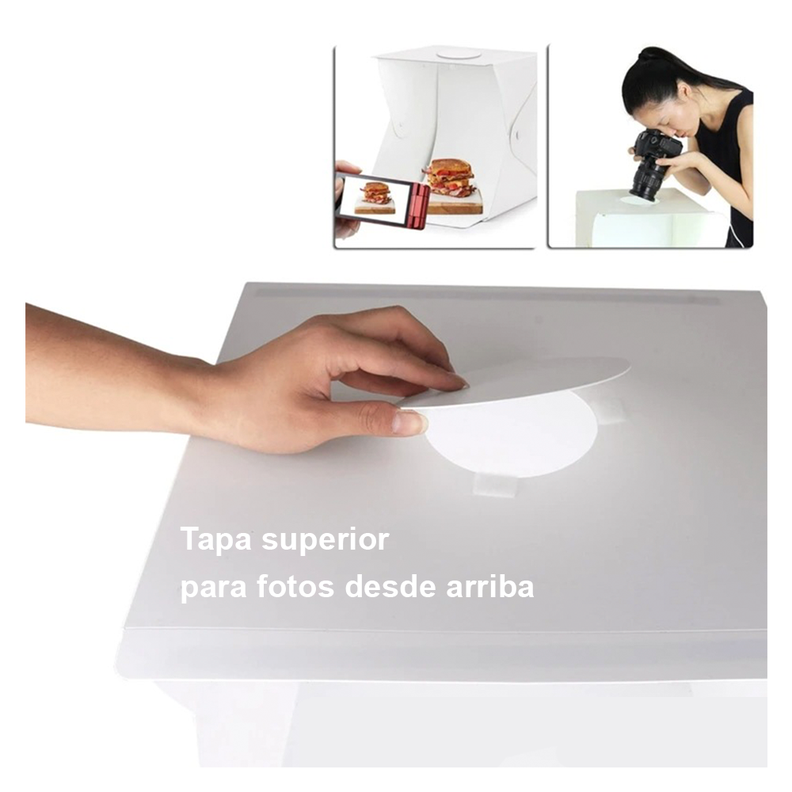 Set De Fotos Portátil Caja De Fotografia Luz Led Fondos-4