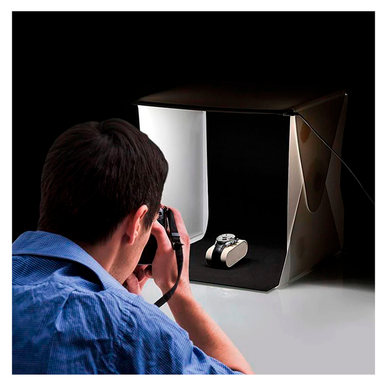 Set De Fotos Portátil Caja De Fotografia Luz Led Fondos-5