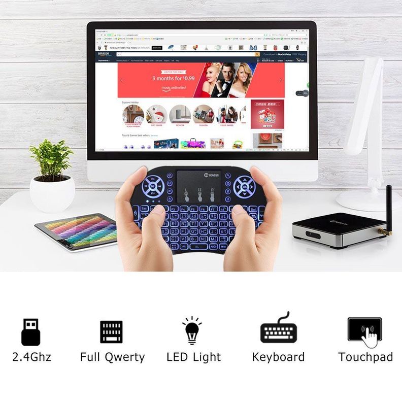 Mini Teclado Inalambrico Smart Tv Box Pc Control Tv Usb-0