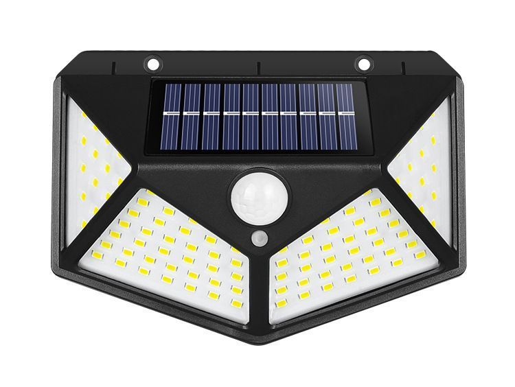 Foco Solar 100 Led Exterior Pared Sensor Luz Fria-0
