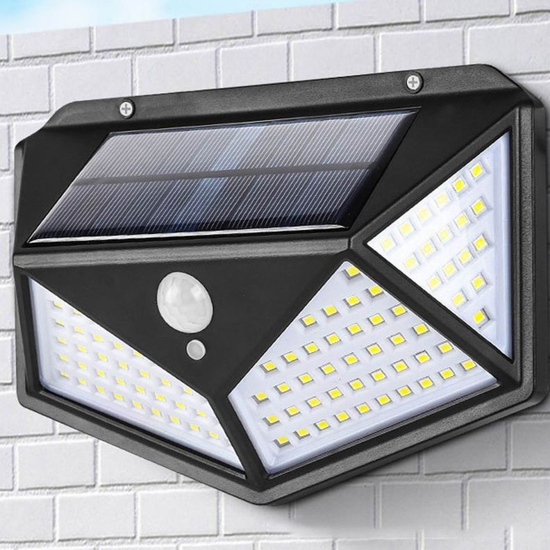 Foco Solar 100 Led Exterior Pared Sensor Luz Fria-2