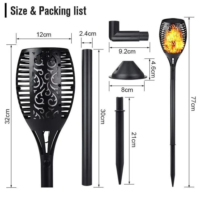 Lampara Solar Exterior Antorcha Para Jardin Solar-1