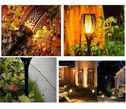 Lampara Solar Exterior Antorcha Para Jardin Solar-4