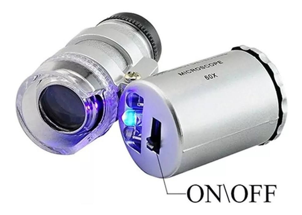 Microscopio Lupa De Bolsillo Luz Led Uv 60x Especi-5