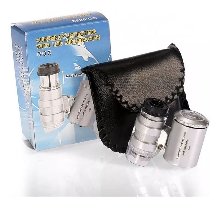 Microscopio Lupa De Bolsillo Luz Led Uv 60x Especi-2