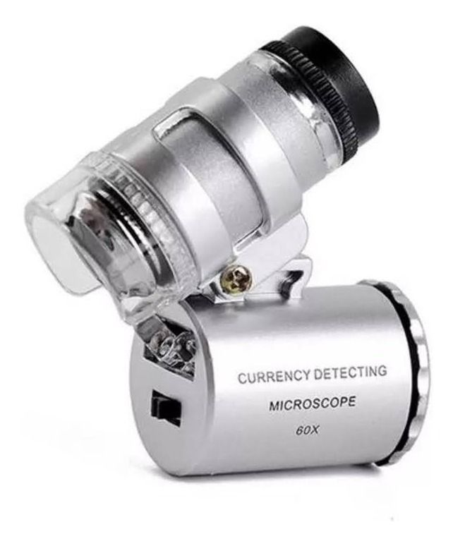 Microscopio Lupa De Bolsillo Luz Led Uv 60x Especi-0