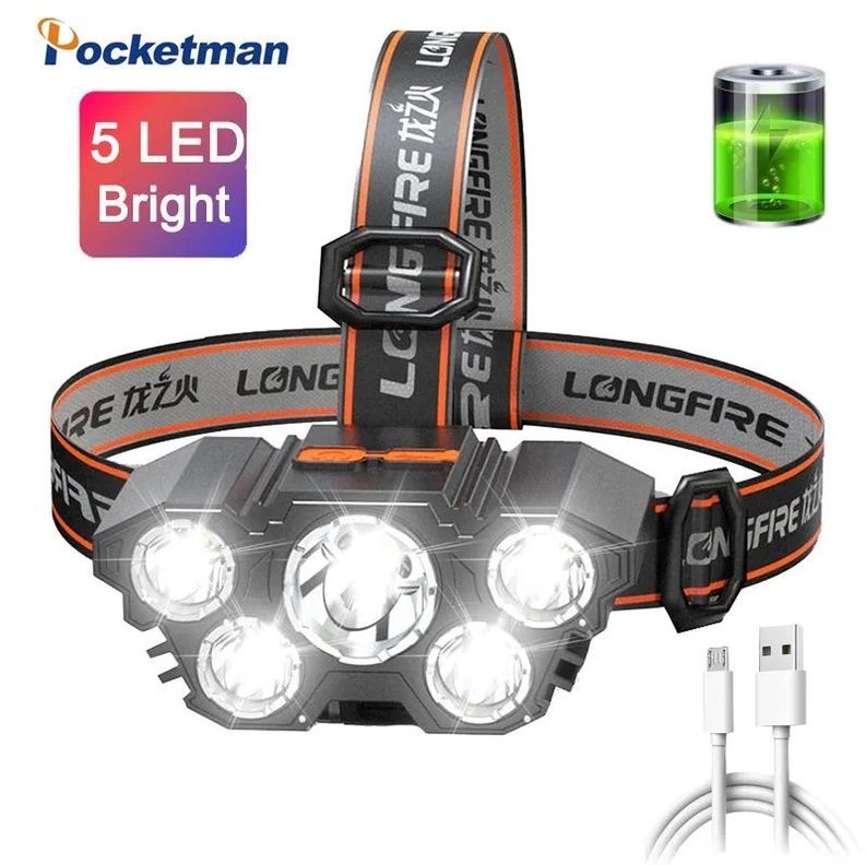Linterna Led Cintillo Cabeza Recargable Usb-0