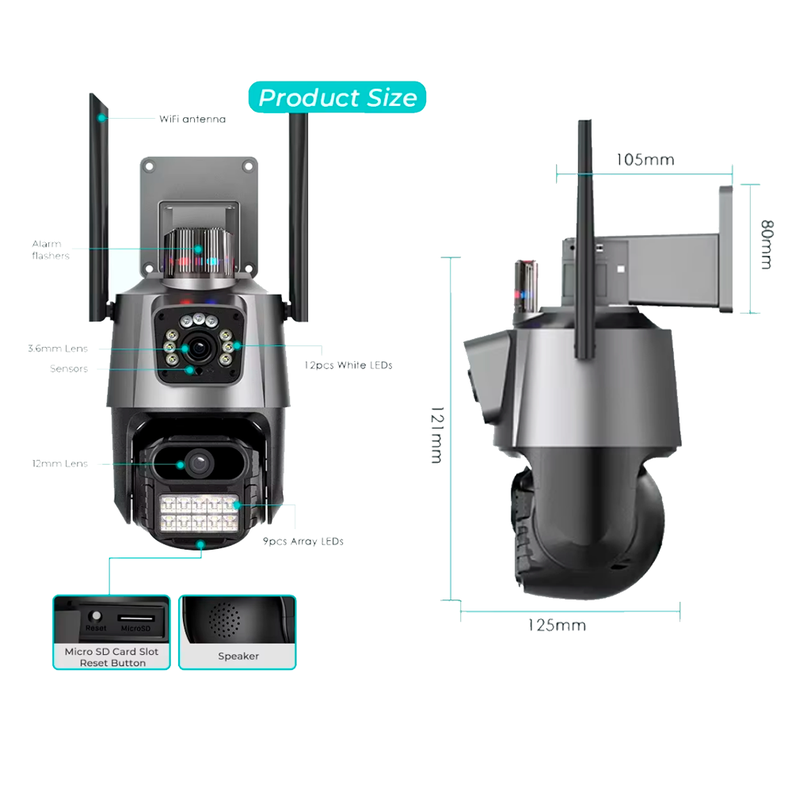 Camara De Seguridad Exterior Interior Wifi Doble Pantalla Hd-1