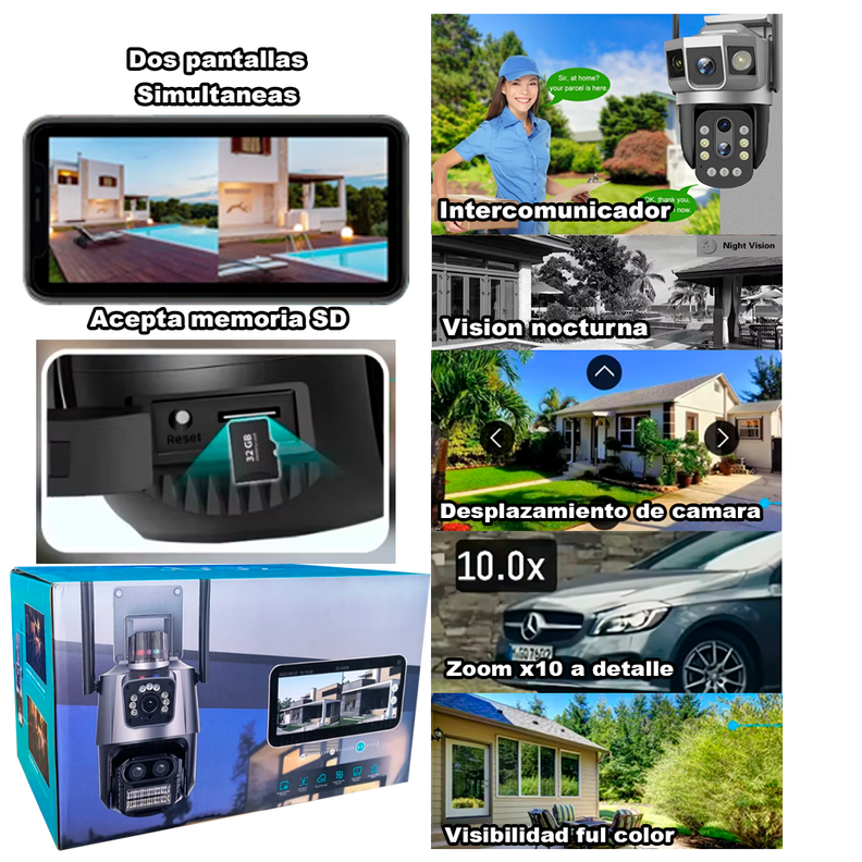 Camara De Seguridad Exterior Interior Wifi Doble Pantalla Hd-4