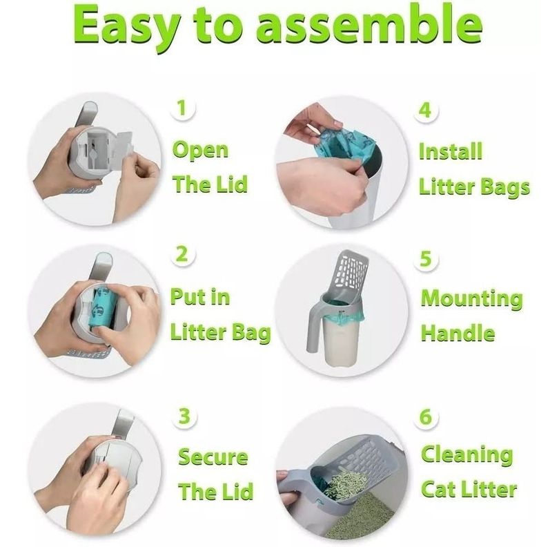 Pala Recoge Feca Gatos Con Contenedor Y Dispensado-4