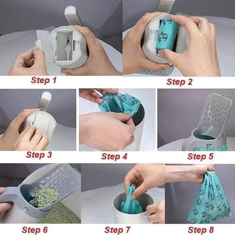 Pala Recoge Feca Gatos Con Contenedor Y Dispensado-7