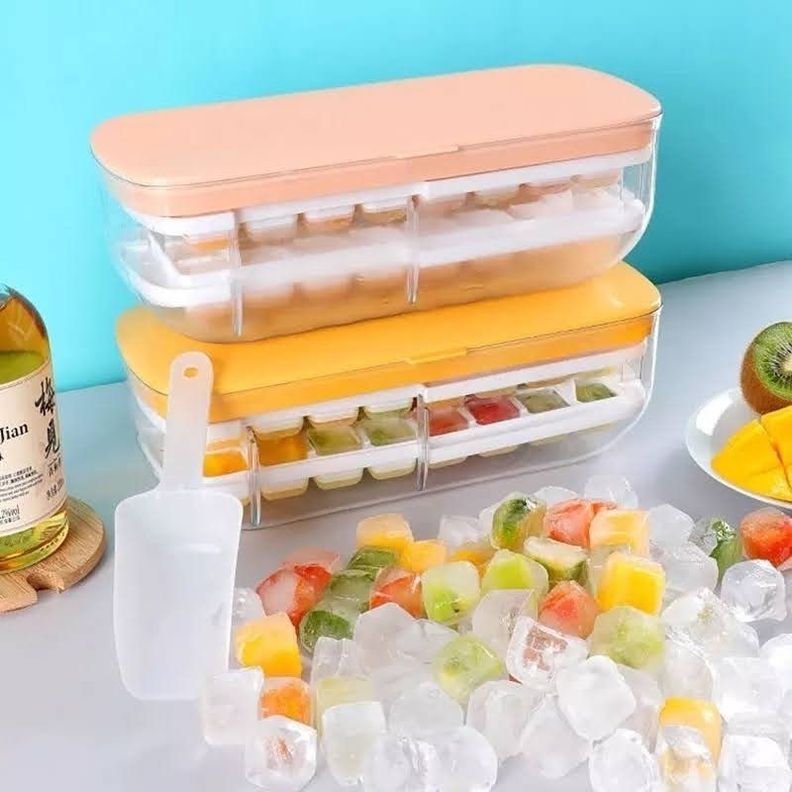 Cubetera Hielo Silicona 2 En 1 Contenedor Y Tapa Multiusos-1