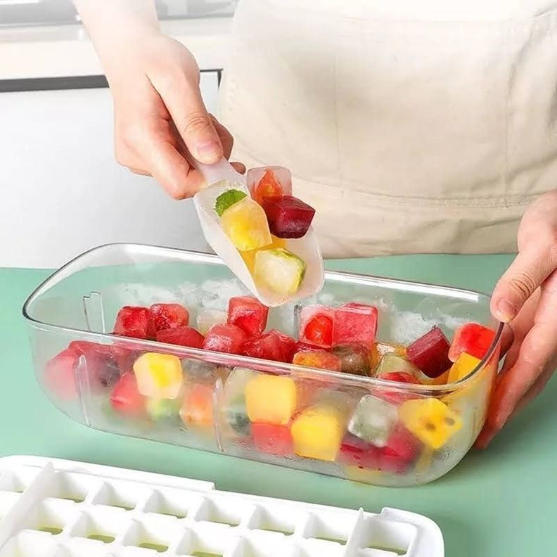 Cubetera Hielo Silicona 2 En 1 Contenedor Y Tapa Multiusos-3