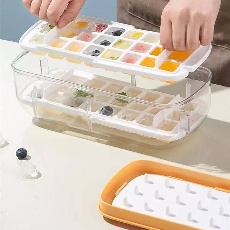 Cubetera Hielo Silicona 2 En 1 Contenedor Y Tapa Multiusos-2