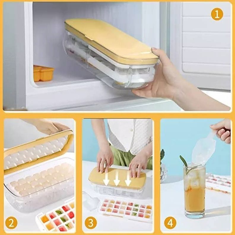 Cubetera Hielo Silicona 2 En 1 Contenedor Y Tapa Multiusos-4