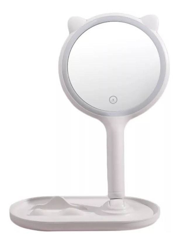 Espejo De Mano Led Recargable Usb Soporte Para Cel-0