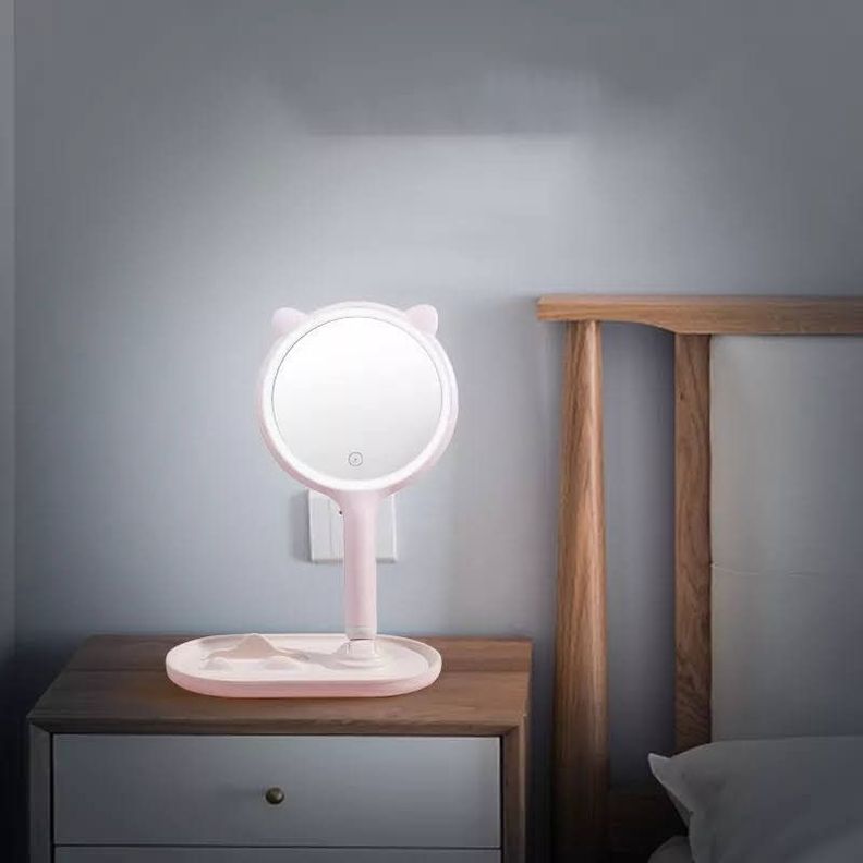 Espejo De Mano Led Recargable Usb Soporte Para Cel-2