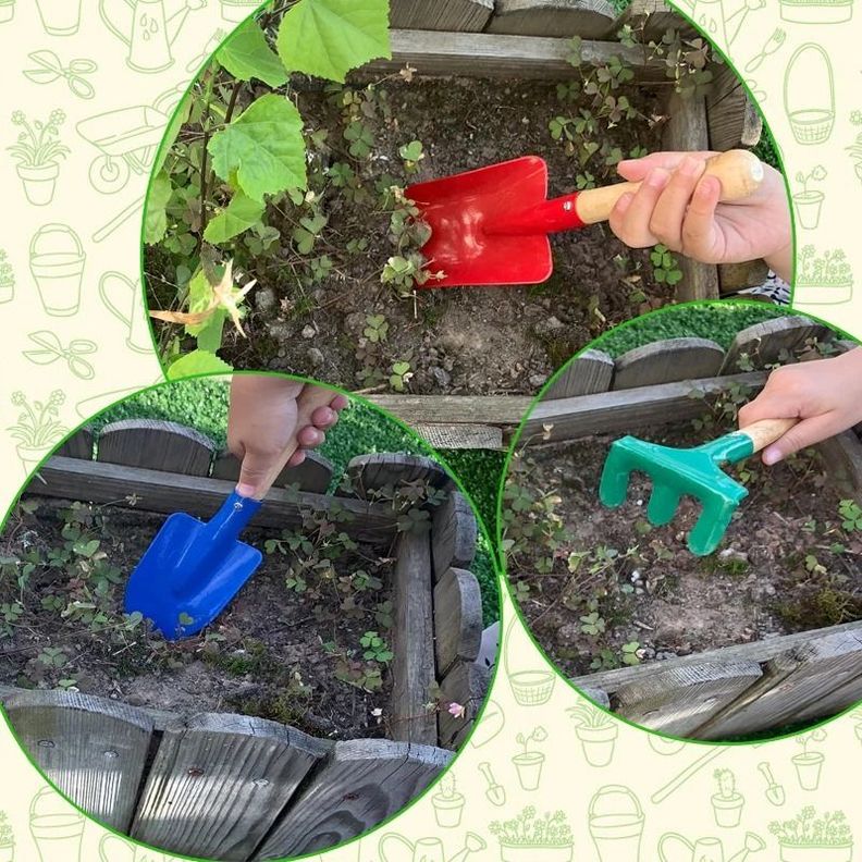 Set Jardineria Mini Palas Rastrillo Flores Plantas Niños-4