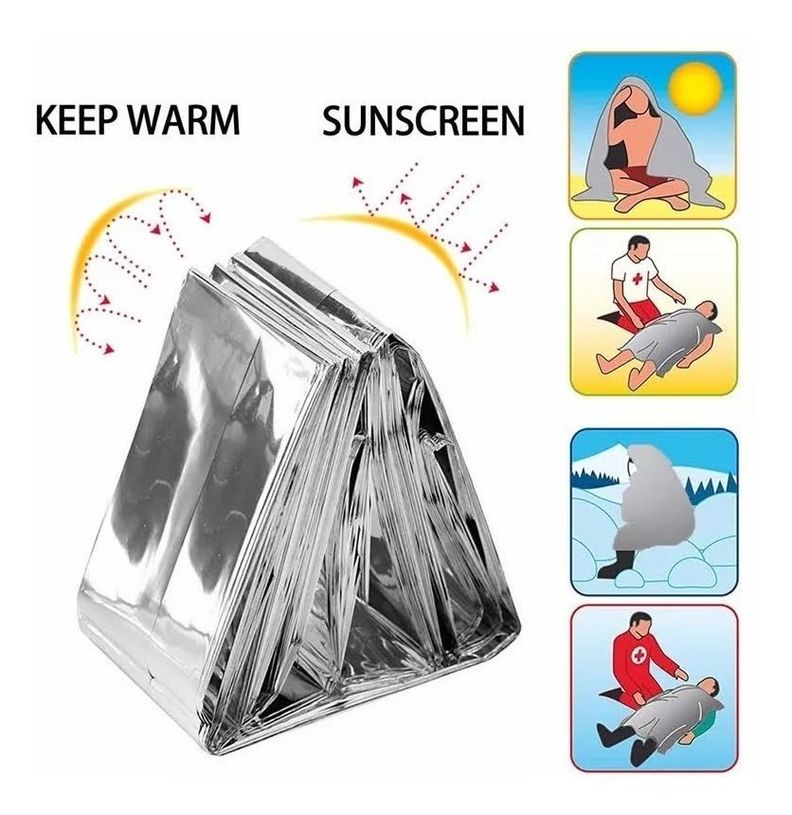 Manta Termica De Emergencia Aluminio Camping 130x2-3