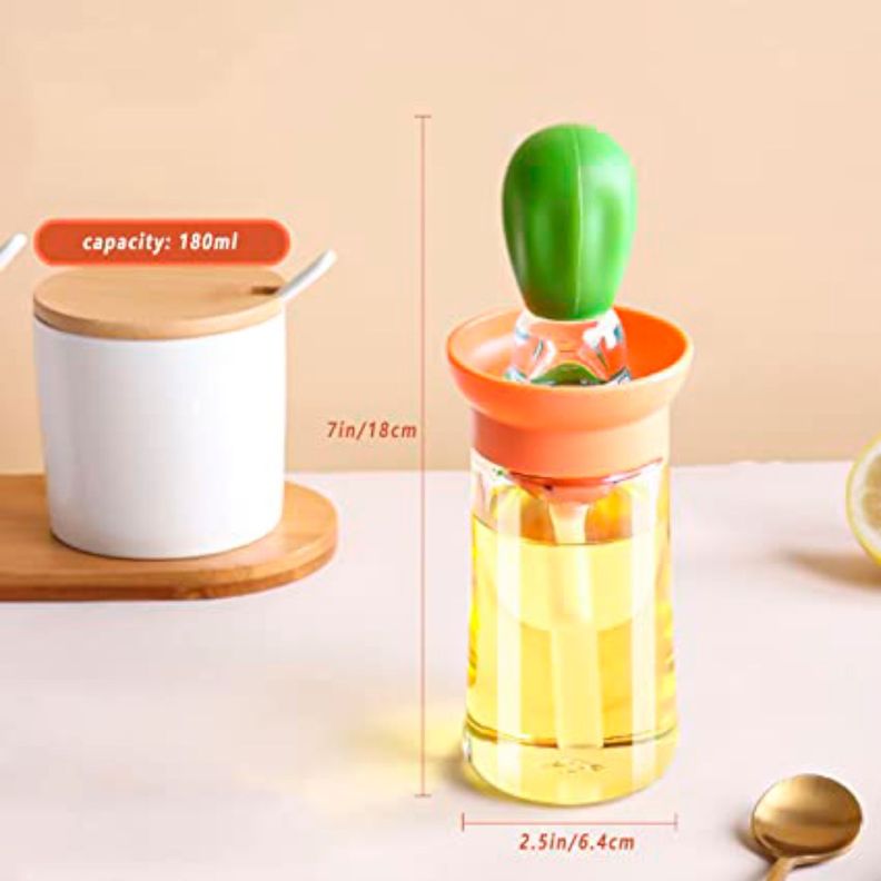 Dispensador Aceite Vidrio 2 En 1 Con Brocha Silico-2