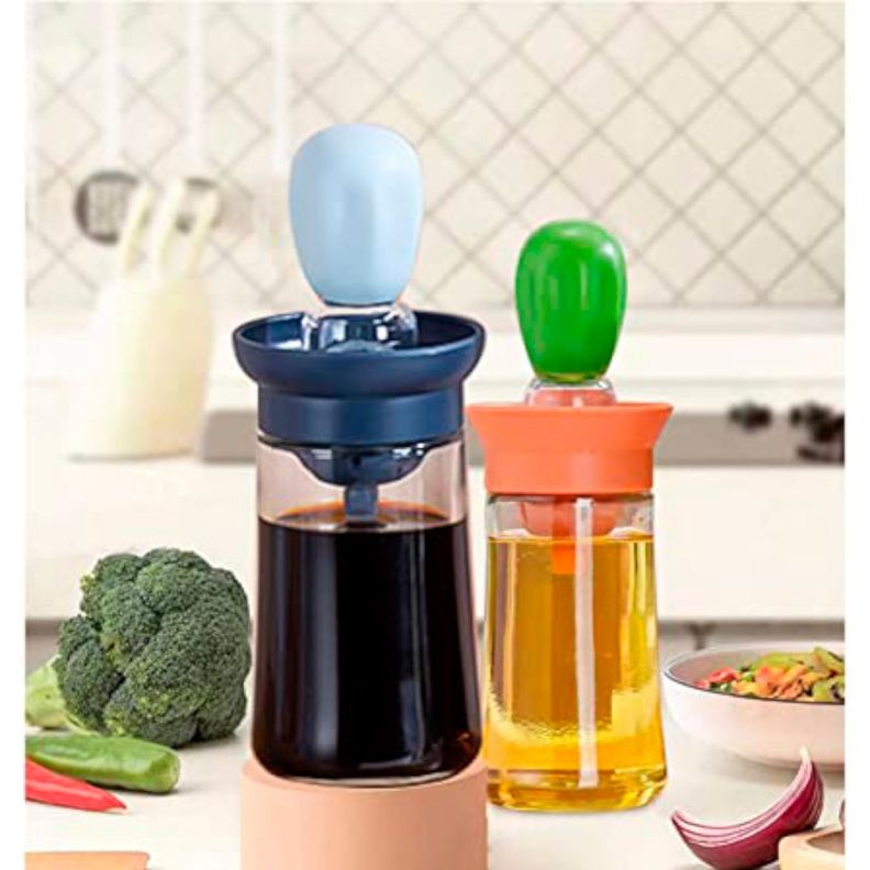 Dispensador Aceite Vidrio 2 En 1 Con Brocha Silico-4
