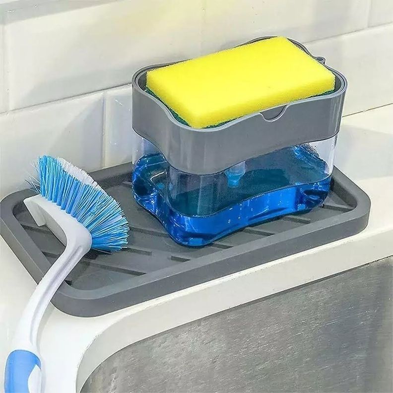  Dispensador De Lavalozas Manual Con Esponja Con Recipiente-4