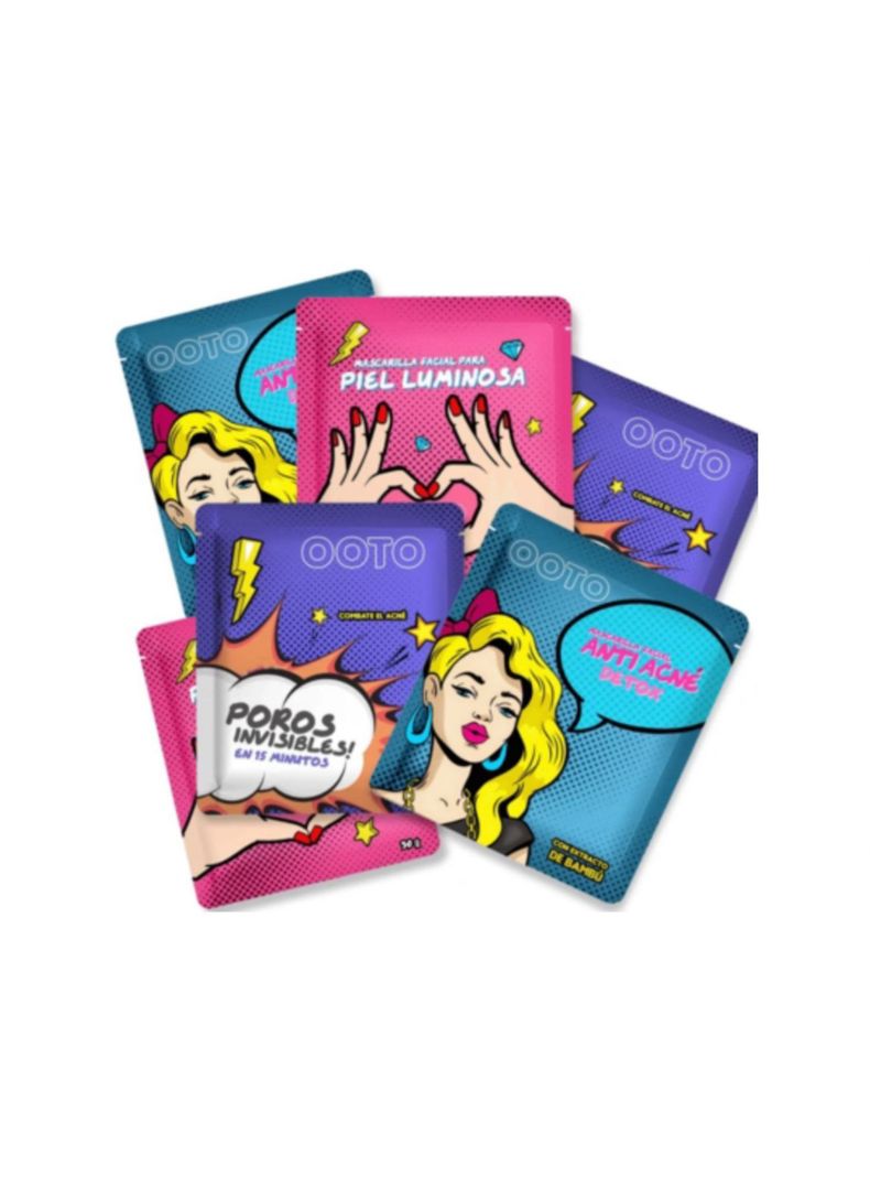 Pack 6 Mascarillas Facial Anti Acné Cierre Poros Piel Luminosa-0