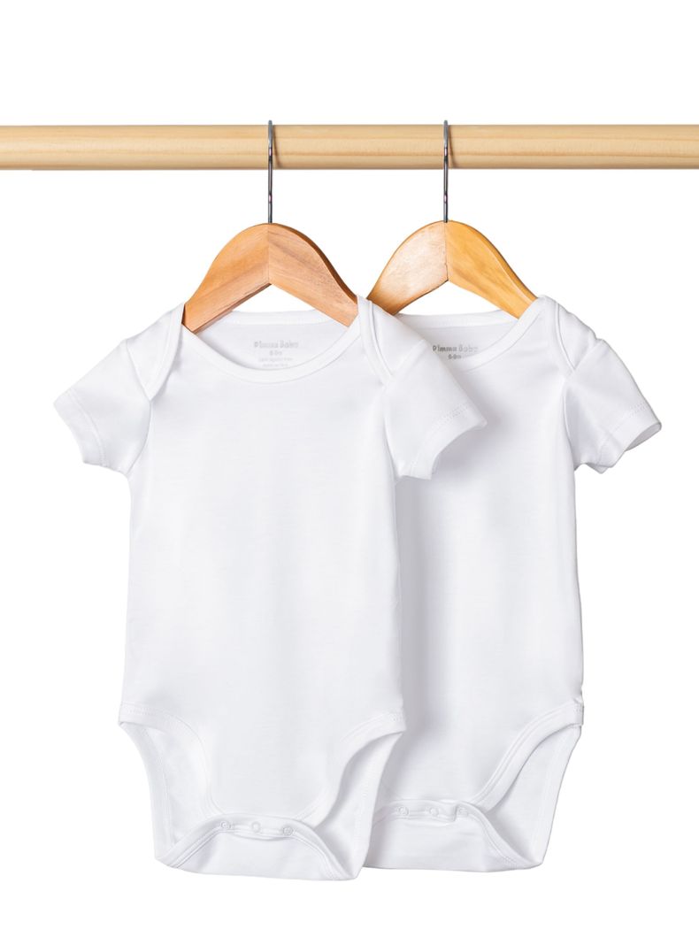 Pack 2 Bodys Manga Corta Bebés Unisex Algodón Pima Peruano-0