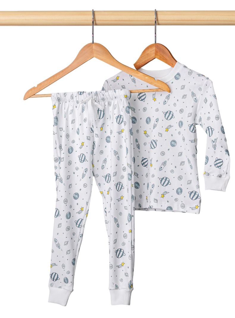 Pijama Print Espacio Astronautas Niño Algodón Pima Peruano-0